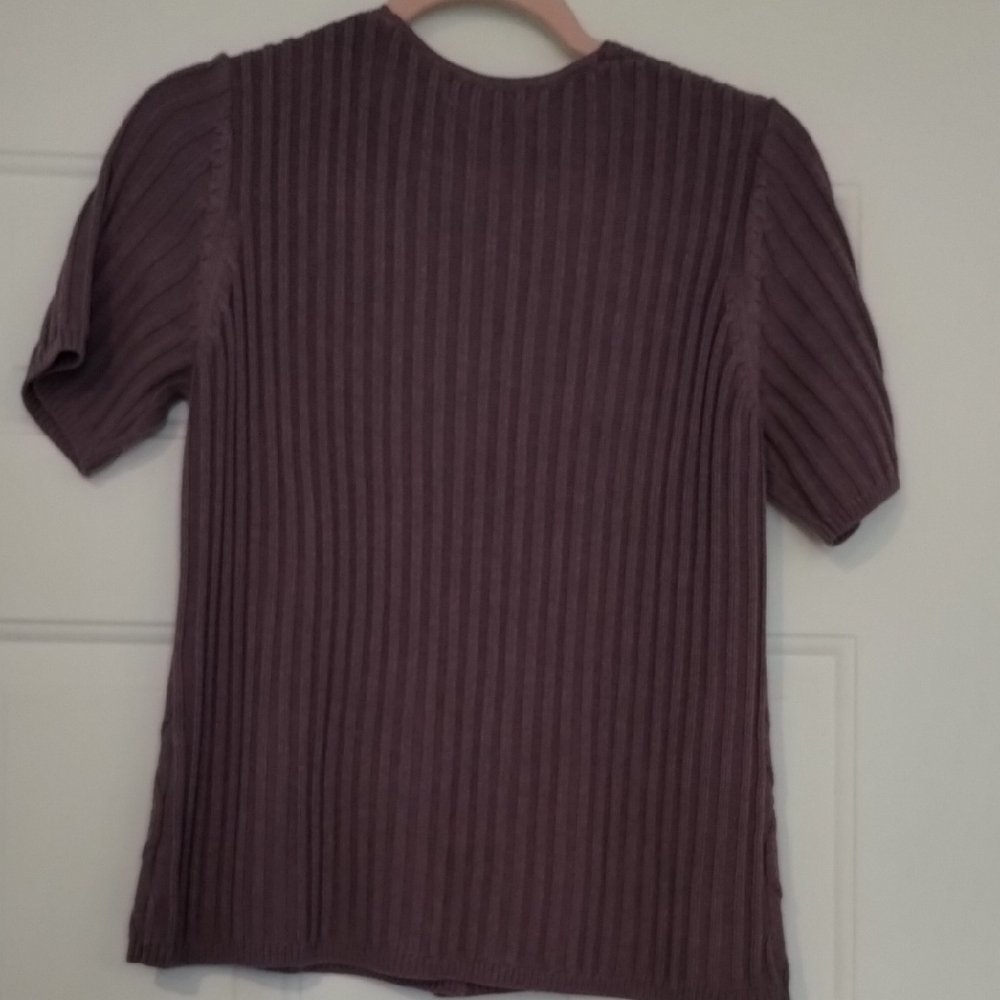 3 Women's Van Heusen Short Sleeve Ribbed Cardigan Size Large - Picture 7 of 15